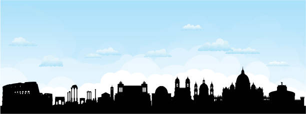 illustrazioni stock, clip art, cartoni animati e icone di tendenza di roma (tutti gli edifici sono spostabili e completi) - rome italy skyline castel santangelo