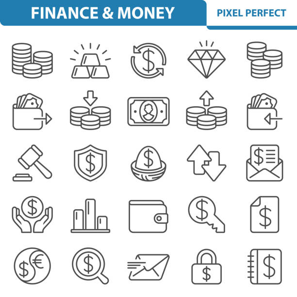 Finance & Money Icons Professional, pixel perfect icons depicting various finance, money and currency concepts. golden nest egg taxes stock illustrations