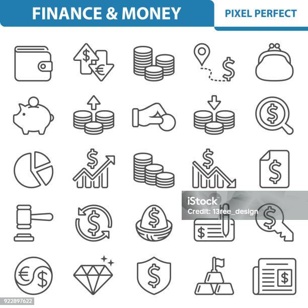 Finance Money Icons - Arte vetorial de stock e mais imagens de Símbolo de ícone - Símbolo de ícone, Unidade Monetária, Símbolo