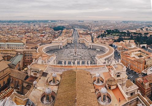 Panorama of Rome Saint Peter's Square as seen from the air