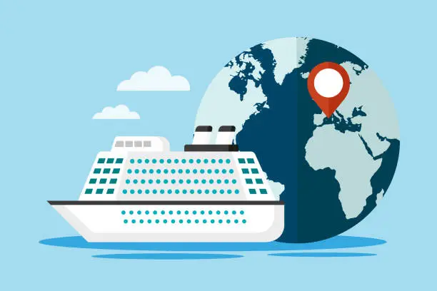 Vector illustration of Travel by cruise ship