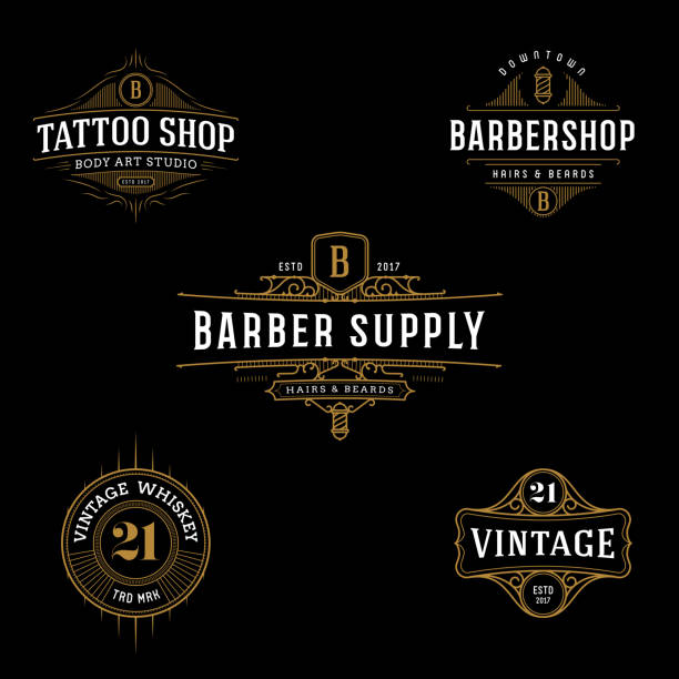 Vector vintage frame for symbol, label design. Ornate symbol template for tattoo, barber shop, beer, whiskey label. abstract shirts stock illustrations