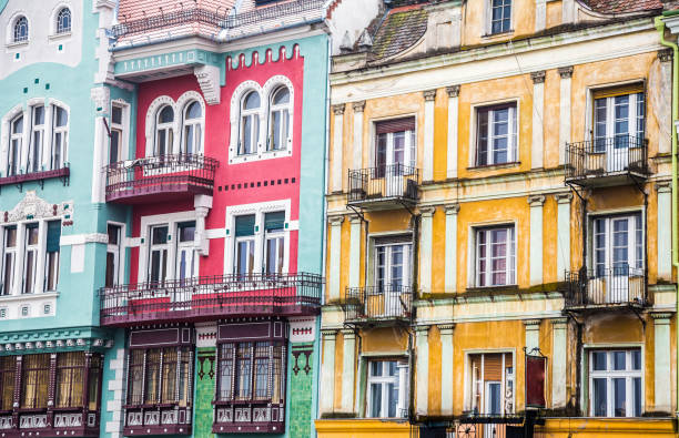istock Old multi colored buildings and architecture in Timisoara, Romania 922923274