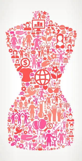 Vector illustration of Fashion Mannequin Women's Rights and Girl Power Icon Pattern