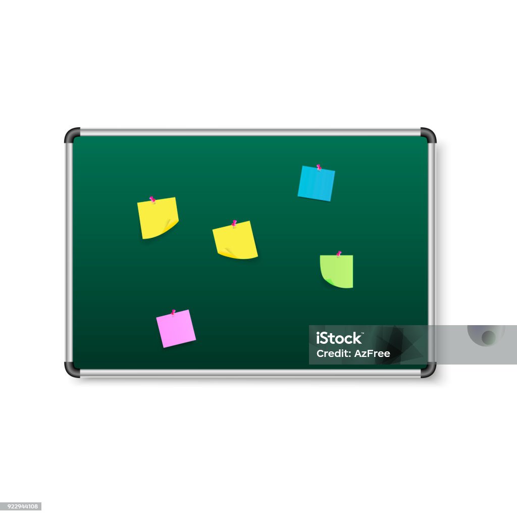Realistic Board With Colorful Notes On It Vector Stock Illustration ...