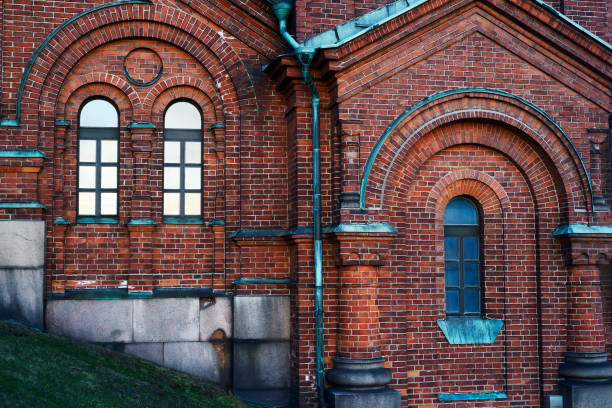 istock ancient wall of brick with round false arch 922946268