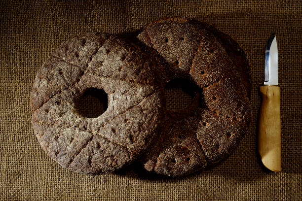 Sourdough bread brown wholegrain with rye and wheat flour homemade German style isolated on white background