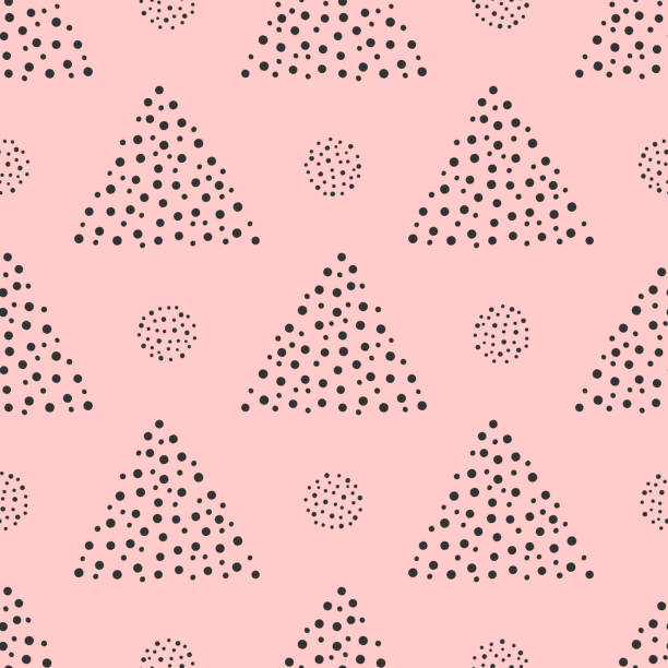 Simple geometric seamless pattern. Girly vector illustration. Simple geometric seamless pattern. Endless girly vector illustration. drawing of pink and black polka dot wallpaper stock illustrations
