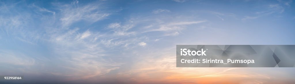 Panorama view of blue sky and cloud during sunset with dramatic sky background Altostratus Stock Photo