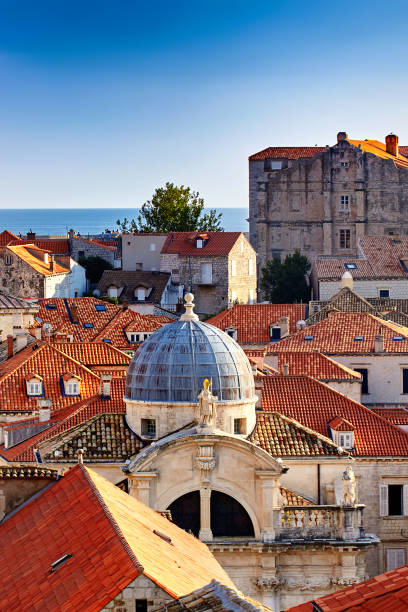 istock Panorama Dubrovnik Old Town roofs at sunset 922961750