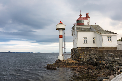 Oslo, Norway - May 2017: The lighthouse is more than 100 years of age and is now used as a museum. It has been very important for the security at sea for decades.
