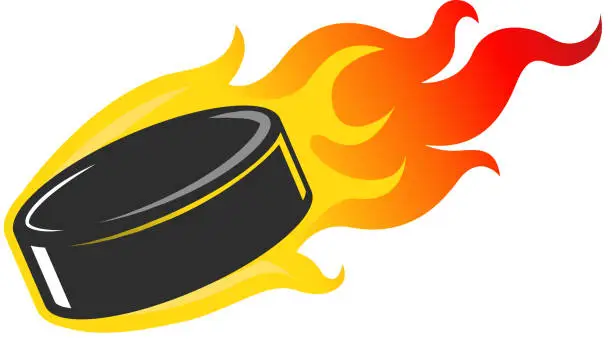 Vector illustration of Burning Hockey Puck