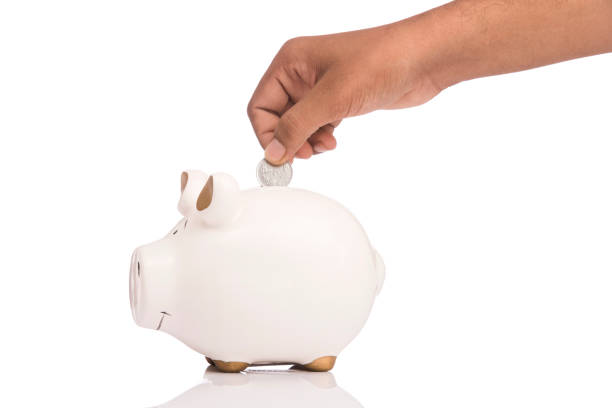 istock Human hand saving coin in piggy banks 922991254