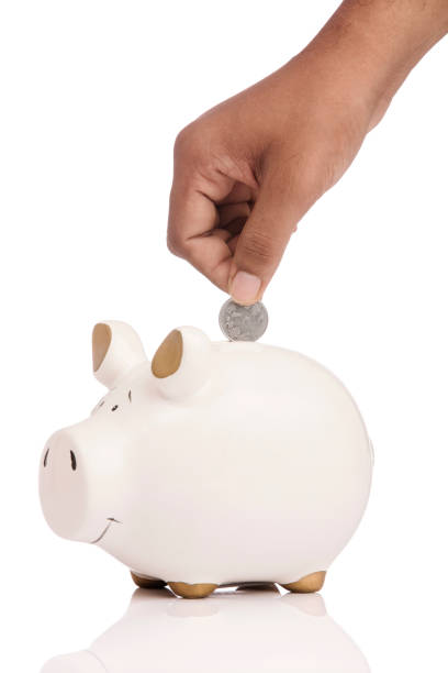 istock Human hand saving coin in piggy banks 922991272