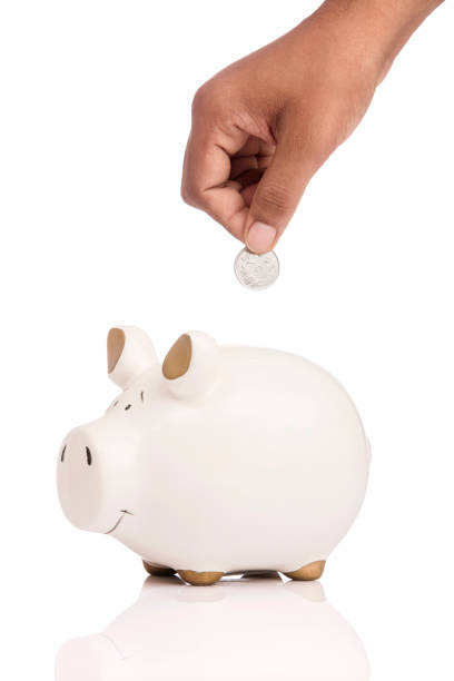 istock Human hand saving coin in piggy banks 922991274