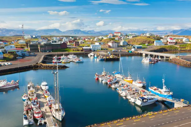 The town of Stykkisholmur, Snaefellsnes peninsula, the western part of Iceland