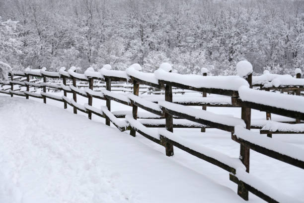 istock Rural environment empty horse farm at wintertime 922995660