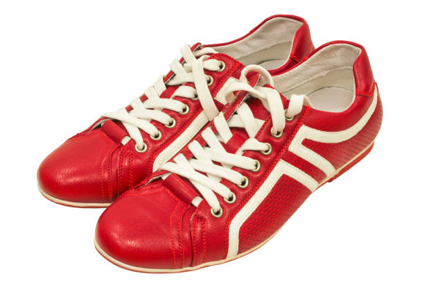 istock Red sneakers with white laces 922995704