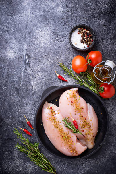 istock Raw chicken fillet in cast iron pan 923003020