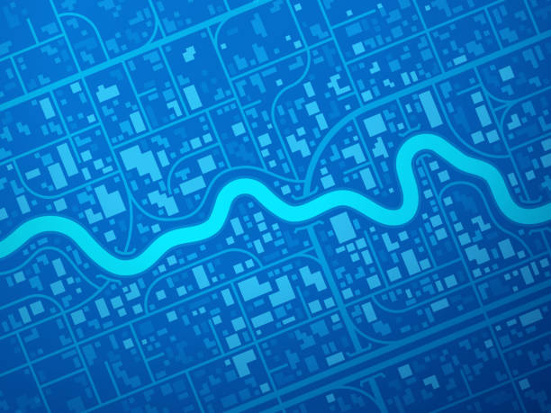 ilustrações de stock, clip art, desenhos animados e ícones de blue city map - infraestrutura de água