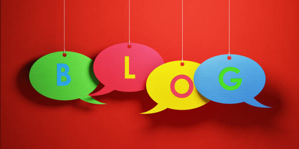 istock Blogging Concept - Colorful Chat Bubbles Over Red Background 923021286