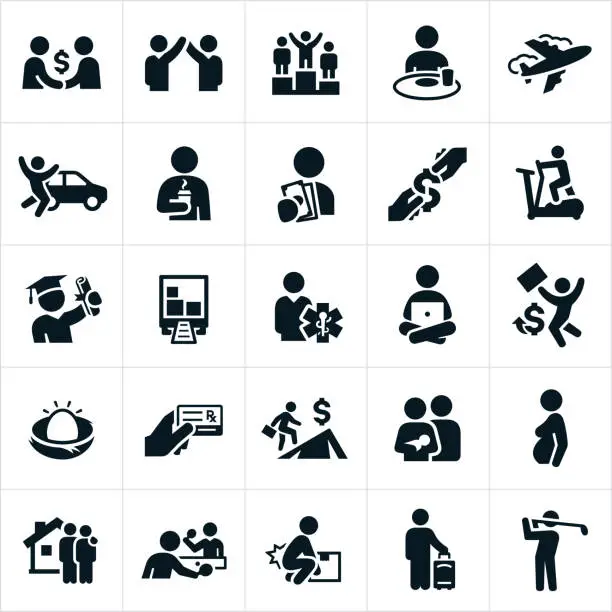 Vector illustration of Compensation, Benefits and Perks Icons