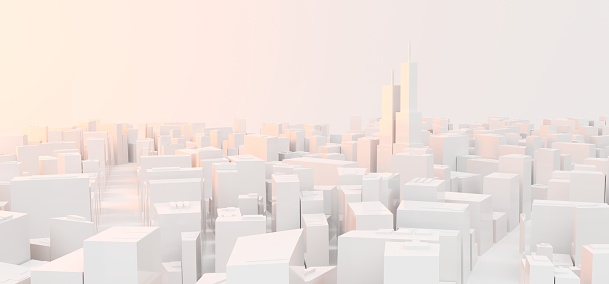 3D Rendering Of Low Poly Modern City