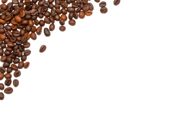 istock Top view of roasted coffee beans on white background 923035706