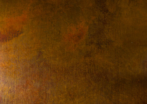 istock Aged copper plate texture, old worn metal background. 923038680