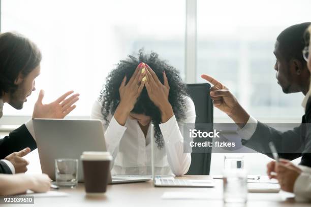 Depressed Black Woman Leader Suffering From Gender Discrimination At Work Stock Photo - Download Image Now