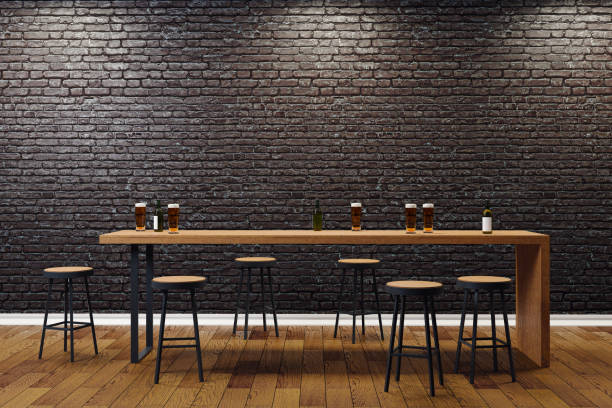 творческий черный бар интерьер - nobody restaurant empty pub стоковые фото и изображения