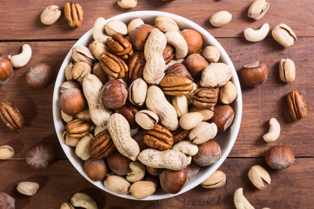 istock Mix of nuts in plate 923046000