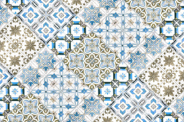 istock Beautiful old ceramic tiles patterns in the park public. 923049622
