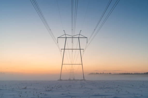 high voltage lines, winter, sunset, snow, Power Line, Cable, Electricity, High Voltage Sign, In A Row. Using Bitcoin is like using electricity directly from transmission line
