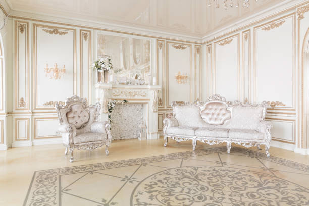istock Luxury decor with daylight. modern photographic studio. Light spring room studio interior. 923055592