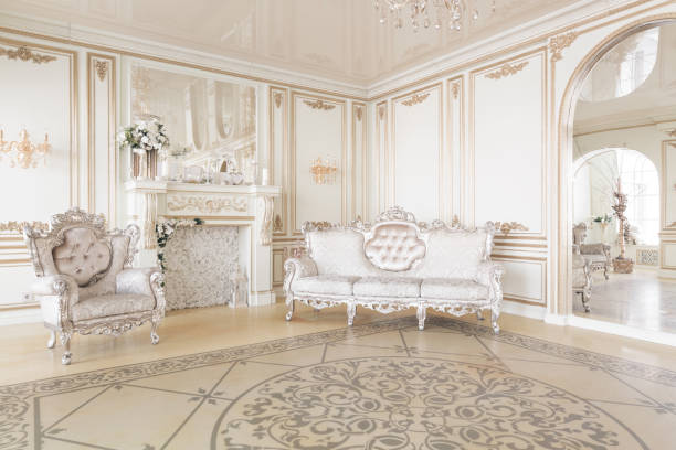 istock Luxury decor with daylight. modern photographic studio. Light spring room studio interior. 923055614