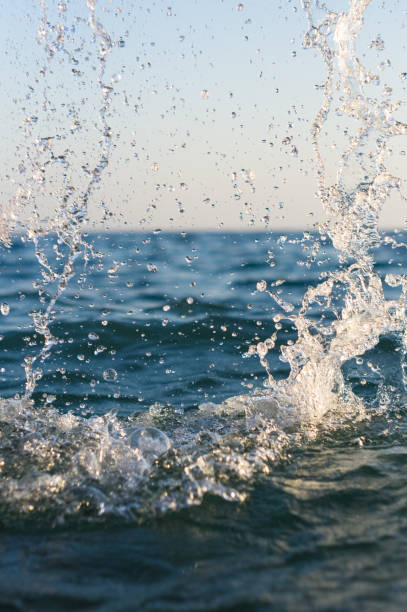 istock large transparent splashes sea water on a Sunny day 923056480