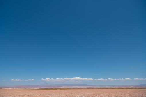 Salty lagoon, blue sky, Atacama desert