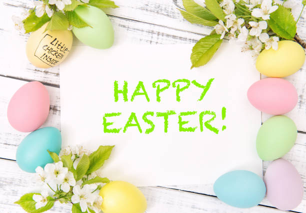 istock Easter greetings card eggs decoration spring flowers 923065684