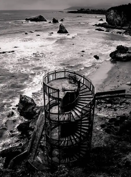 shore cliff spiral stair clase in Shell Beach, Ca