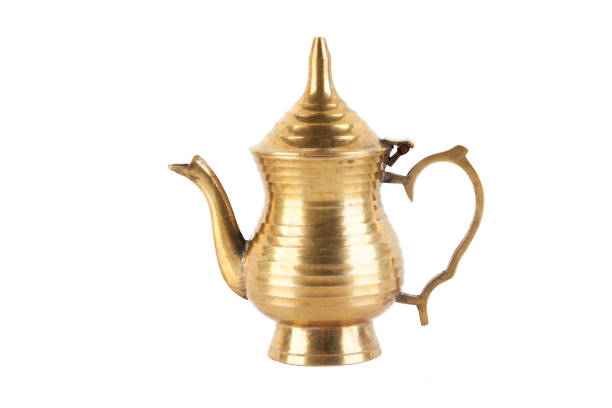 istock Vintage brass teapot isolated on white 923075232