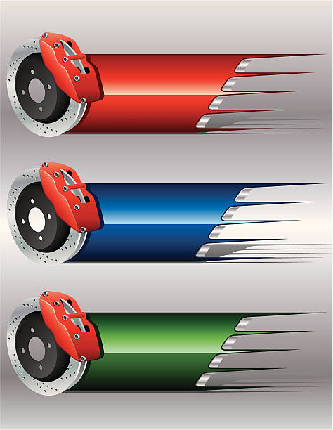 ブラーリングーキキャリパーとローターにスカラップのバナー - brake car caliper rotor点のイラスト素材／クリップアート素材／マンガ素材／アイコン素材