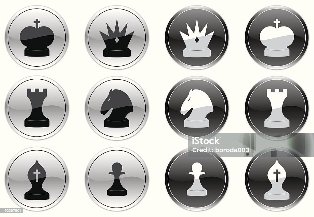 Schach-icons set. Schwarz-Weiß-Farbpalette. - Lizenzfrei Bauer Vektorgrafik