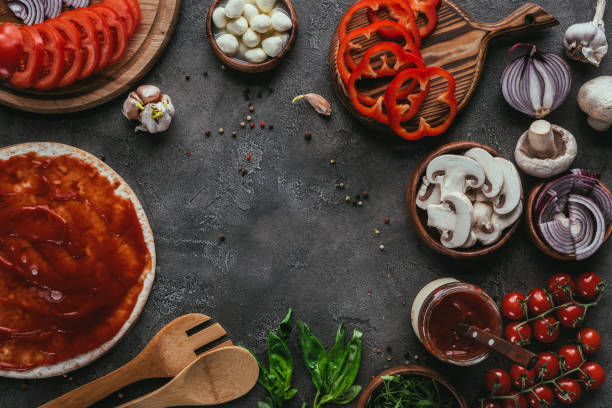 istock top view of various pizza ingredients on concrete table 923078388