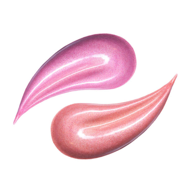 istock Lip gloss smear isolated on white. Pink smudged makeup product sample 923078558
