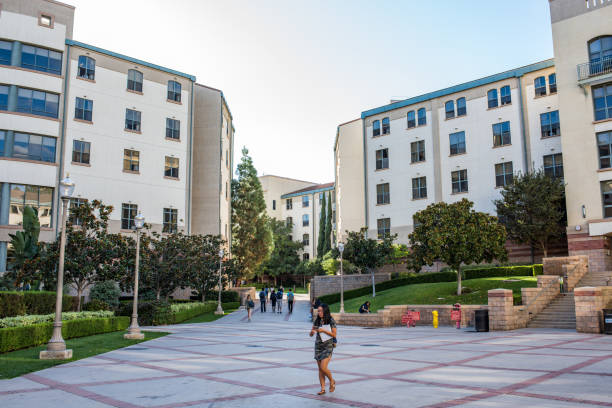 UCLA Residence Halls Los Angeles, CA: October 20, 2017: Exterior of the UCLA resident halls. For 2017-2018, the cost of room and board in the UCLA resident halls is $15,143 ucla photos stock pictures, royalty-free photos & images