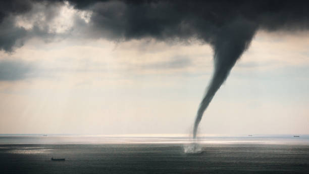 tornado sea view - environmental damage destruction storm tornado imagens e fotografias de stock