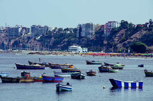 View from the beach Pescadores in Chorrillos, Lima- Peru