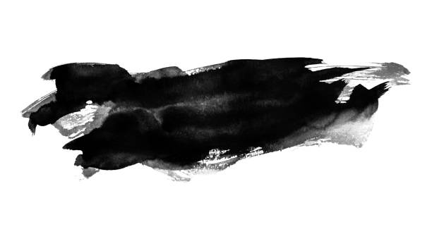 istock Black watercolor splashing on white background, hand paint on paper. 923107480