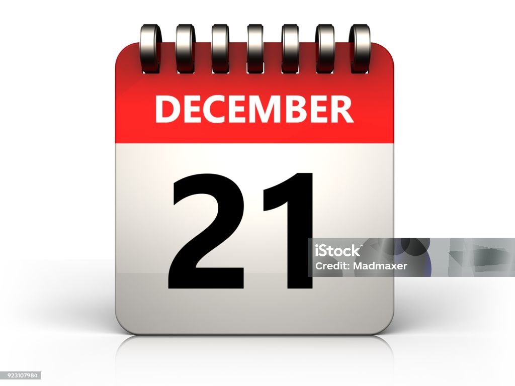 3d 21 december calendar 3d illustration of 21 december calendar over white background Business Stock Photo